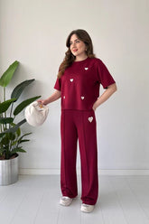 CH 556 Straight Trouser With Heart Printed Top