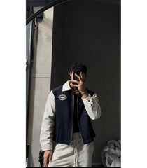 Oversized varsity jacket set.