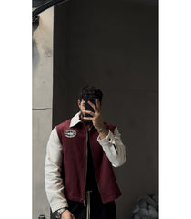 Oversized varsity jacket set.