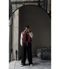 Oversized varsity jacket set.