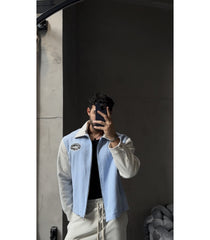 Oversized varsity jacket set.