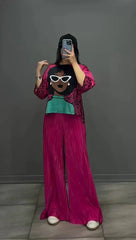 CH 455 luxury 2 Pcs Silk Printed Co ord Set