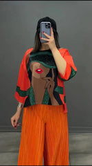 CH 455 luxury 2 Pcs Silk Printed Co ord Set