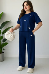 CH 556 Straight Trouser With Heart Printed Top