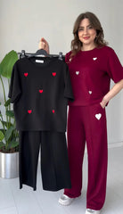 CH 556 Straight Trouser With Heart Printed Top