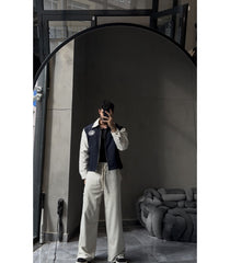 Oversized varsity jacket set.